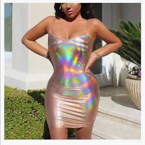Slick and sexy iridescent body con dress